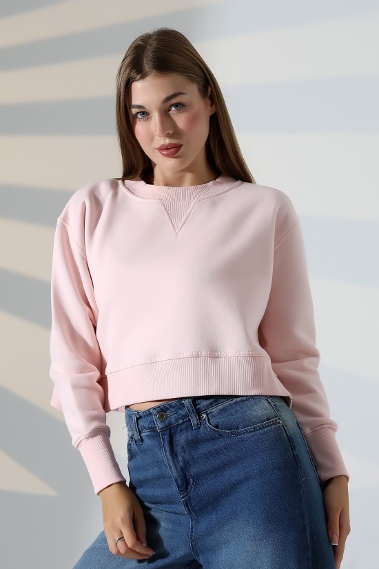 21925 KADIN 3 İP PENYE KOMPAKT ŞARDONLU YÜKSEK KAŞG YAKA ALTI ÜÇGEN  KARYOKALI  YANLARI YIRTMAÇLI I GENİŞ   SWEATSHIRT