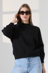 21970 KADIN 3 İP PENYE KOMPAKT ŞARDONLU REGLAN KOL KOLLARI KAŞGORE PARÇALI DİK  BİSİKLET YAKA SWEATSHIRT