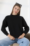 21970 KADIN 3 İP PENYE KOMPAKT ŞARDONLU REGLAN KOL KOLLARI KAŞGORE PARÇALI DİK  BİSİKLET YAKA SWEATSHIRT