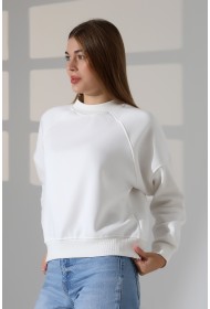 21970 KADIN 3 İP PENYE KOMPAKT ŞARDONLU REGLAN KOL KOLLARI KAŞGORE PARÇALI DİK  BİSİKLET YAKA SWEATSHIRT