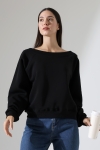 22278 KADIN 3 İP ŞARDONLU OMUZ DÜŞÜM KAYIK YAKA SWETSHIRT