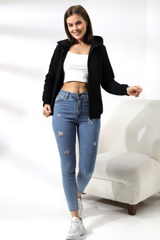 19116 BAYAN DÜZ 2İP ŞARDONLU FERM. KAPŞONLU SWETSHIRT 19116 BAYAN DÜZ 2İP ŞARDONLU FERM. KAPŞONLU SWETSHIRT