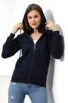 19116 BAYAN DÜZ 2İP ŞARDONLU FERM. KAPŞONLU SWETSHIRT