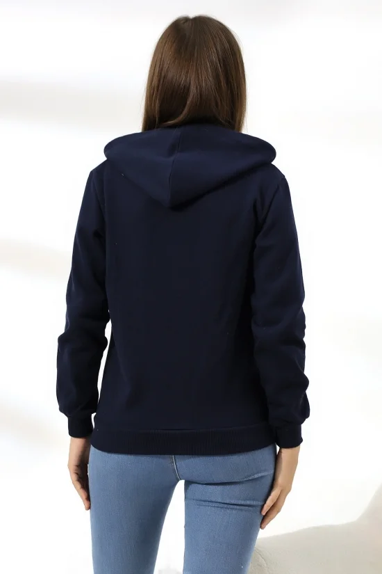 19116 BAYAN DÜZ 2İP ŞARDONLU FERM. KAPŞONLU SWETSHIRT