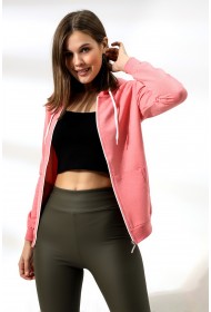 19116 KADIN DÜZ 2İP ŞARDONLU FERM. KAPŞONLU SWETSHIRT