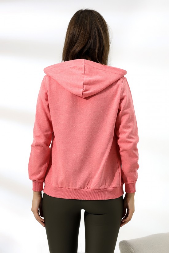 19116 BAYAN DÜZ 2İP ŞARDONLU FERM. KAPŞONLU SWETSHIRT