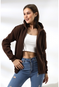 19116 KADIN DÜZ 2İP ŞARDONLU FERM. KAPŞONLU SWETSHIRT 19116 KADIN DÜZ 2İP ŞARDONLU FERM. KAPŞONLU SWETSHIRT