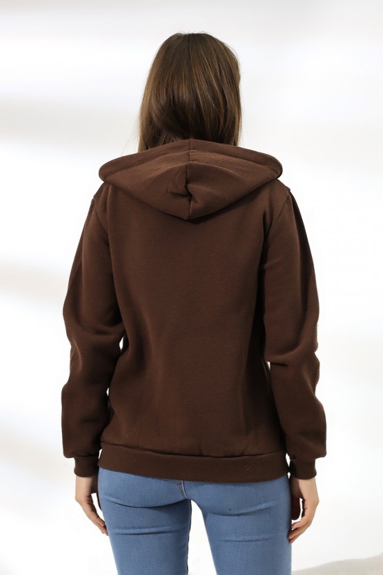 19116 BAYAN DÜZ 2İP ŞARDONLU FERM. KAPŞONLU SWETSHIRT