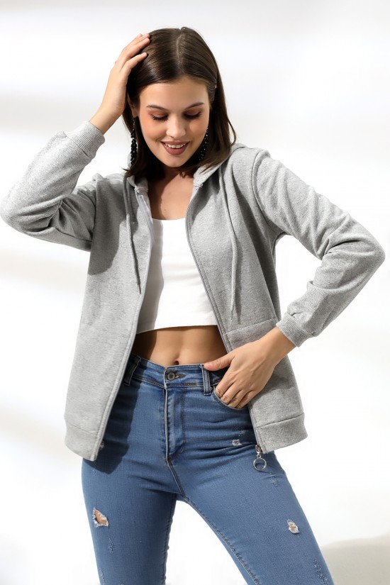 19116 BAYAN DÜZ 2İP ŞARDONLU FERM. KAPŞONLU SWETSHIRT 19116 BAYAN DÜZ 2İP ŞARDONLU FERM. KAPŞONLU SWETSHIRT