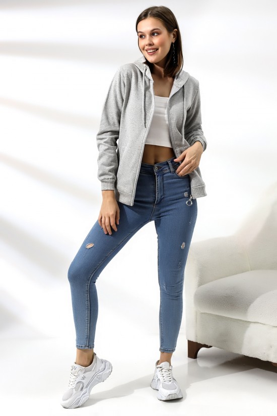 19116 BAYAN DÜZ 2İP ŞARDONLU FERM. KAPŞONLU SWETSHIRT 19116 BAYAN DÜZ 2İP ŞARDONLU FERM. KAPŞONLU SWETSHIRT