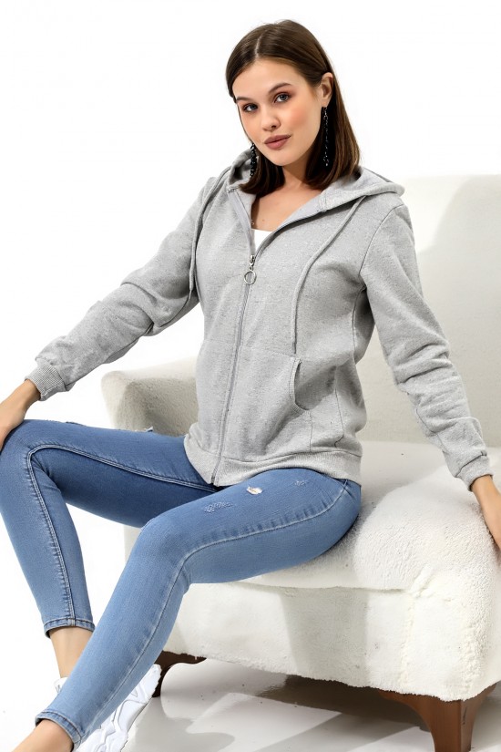 19116 BAYAN DÜZ 2İP ŞARDONLU FERM. KAPŞONLU SWETSHIRT 19116 BAYAN DÜZ 2İP ŞARDONLU FERM. KAPŞONLU SWETSHIRT