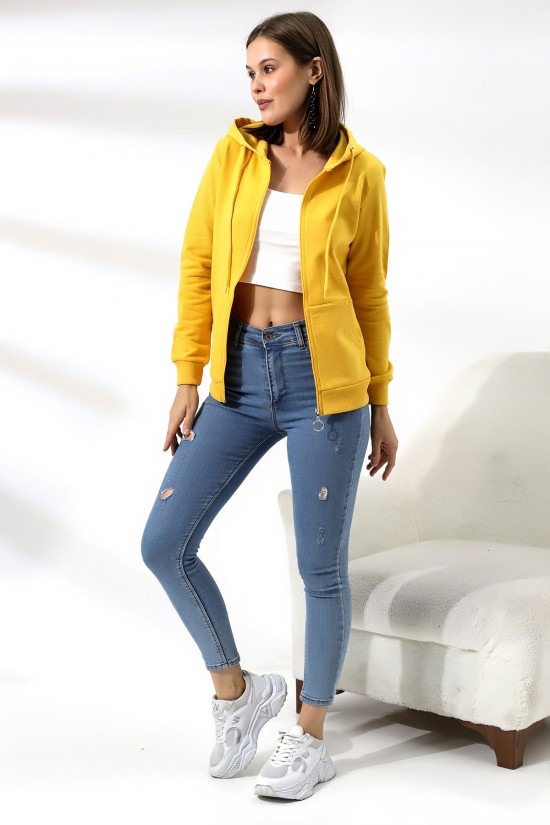 19116 BAYAN DÜZ 2İP ŞARDONLU FERM. KAPŞONLU SWETSHIRT 19116 BAYAN DÜZ 2İP ŞARDONLU FERM. KAPŞONLU SWETSHIRT