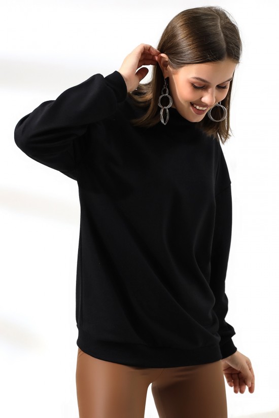 19556 BAYAN POLYVSK 2 İP YARIM BALIKÇI TUNİK SWETSHIRT 