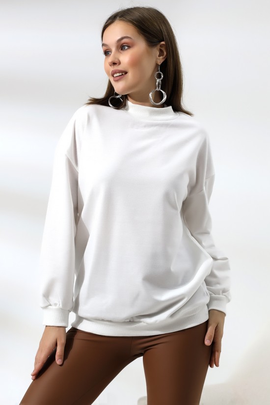 19556 BAYAN POLYVSK 2 İP YARIM BALIKÇI TUNİK SWETSHIRT 