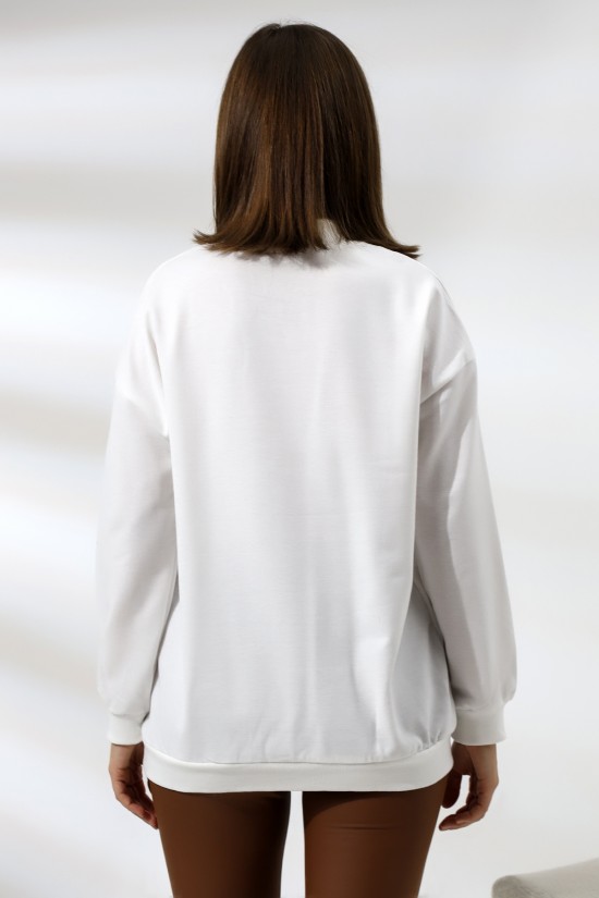 19556 BAYAN POLYVSK 2 İP YARIM BALIKÇI TUNİK SWETSHIRT 