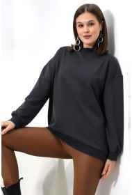 19556 KADIN  2 İP YARIM BALIKÇI TUNİK SWETSHIRT 