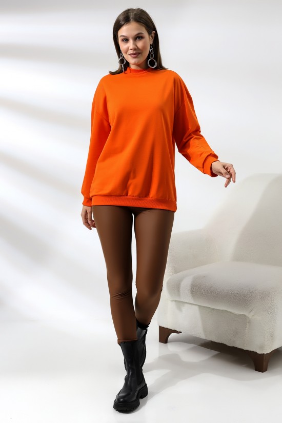 19556 BAYAN POLYVSK 2 İP YARIM BALIKÇI TUNİK SWETSHIRT 