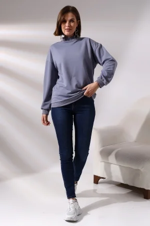 19556 KADIN  2 İP YARIM BALIKÇI TUNİK SWETSHIRT 