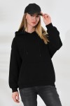 21615 KADIN 3 İP PENYE KOMPAKT ŞARDONLU SALAŞ OVERSİZE KAPŞONLU KANGURU CEPLİ SWEATSHIRT