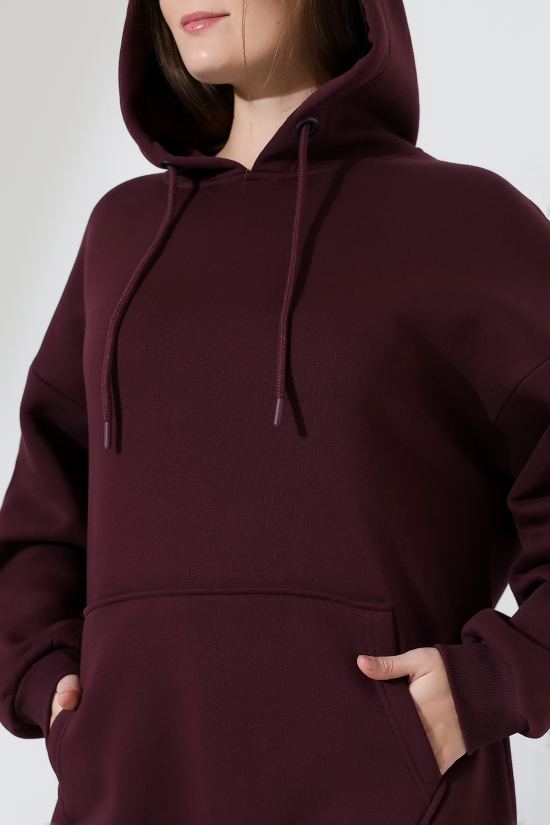 21615 KADIN 3 İP PENYE KOMPAKT ŞARDONLU SALAŞ OVERSİZE KAPŞONLU KANGURU CEPLİ SWEATSHIRT