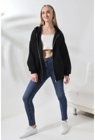 21618 KADIN 3 İP PENYE KOMPAKT ŞARDONLU METAL FERMUARLI SALAŞ OVERSİZE KAPŞONLU KANGURU CEPLİ SWEATSHIRT 21618 KADIN 3 İP PENYE KOMPAKT ŞARDONLU METAL FERMUARLI SALAŞ OVERSİZE KAPŞONLU KANGURU CEPLİ SWEATSHIRT
