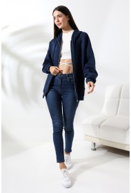 21618 KADIN 3 İP PENYE KOMPAKT  ŞARDONLU METAL FERMUARLI SALAŞ OVERSİZE KAPŞONLU KANGURU CEPLİ SWEATSHIRT