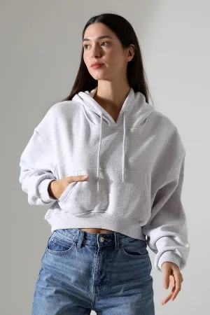 21968 KADIN 3 İP PENYE KOMPAKT ŞARDONLU SALAŞ ÖN ETEĞİ İÇE DOĞRU OVAL KAPŞONLU KANGURU CEPLİ SWEATSHIRT