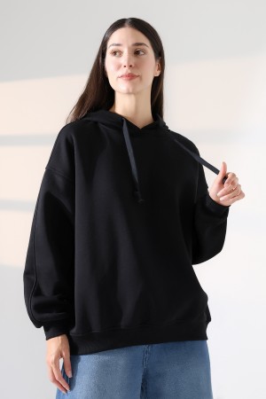 21966  KADIN 3 İP PENYE KOMPAKT ŞARDONLU SALAŞ OVERSİZE KAPŞONLU SWEATSHIRT 21966  KADIN 3 İP PENYE KOMPAKT ŞARDONLU SALAŞ OVERSİZE KAPŞONLU SWEATSHIRT