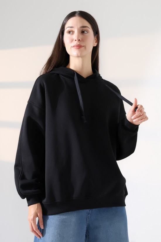 21966 KADIN 3 İP PENYE KOMPAKT ŞARDONLU SALAŞ OVERSİZE KAPŞONLU SWEATSHIRT 21966 KADIN 3 İP PENYE KOMPAKT ŞARDONLU SALAŞ OVERSİZE KAPŞONLU SWEATSHIRT