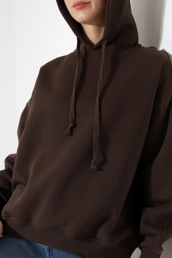 21966 KADIN 3 İP PENYE KOMPAKT ŞARDONLU SALAŞ OVERSİZE KAPŞONLU SWEATSHIRT 21966 KADIN 3 İP PENYE KOMPAKT ŞARDONLU SALAŞ OVERSİZE KAPŞONLU SWEATSHIRT