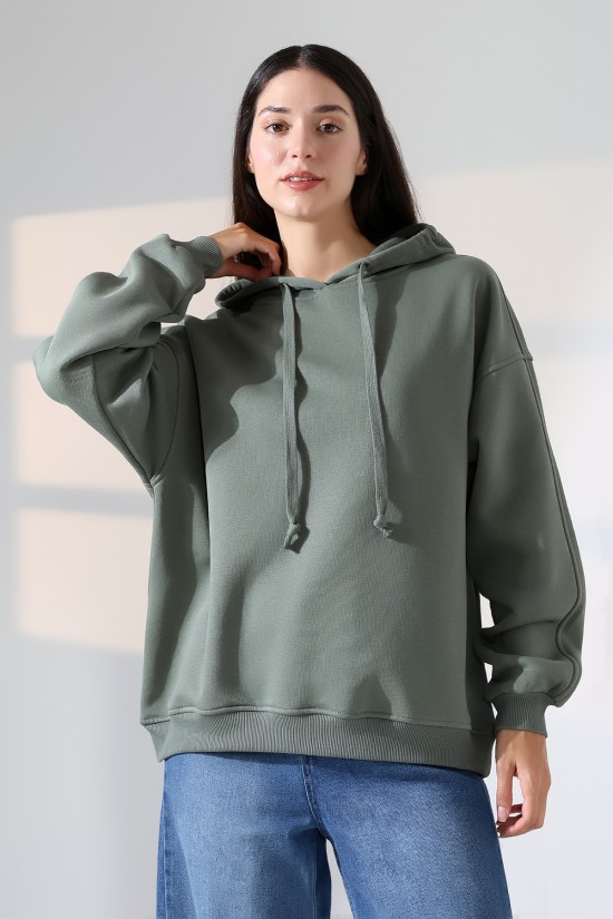 21966 KADIN 3 İP PENYE KOMPAKT ŞARDONLU SALAŞ OVERSİZE KAPŞONLU SWEATSHIRT 21966 KADIN 3 İP PENYE KOMPAKT ŞARDONLU SALAŞ OVERSİZE KAPŞONLU SWEATSHIRT