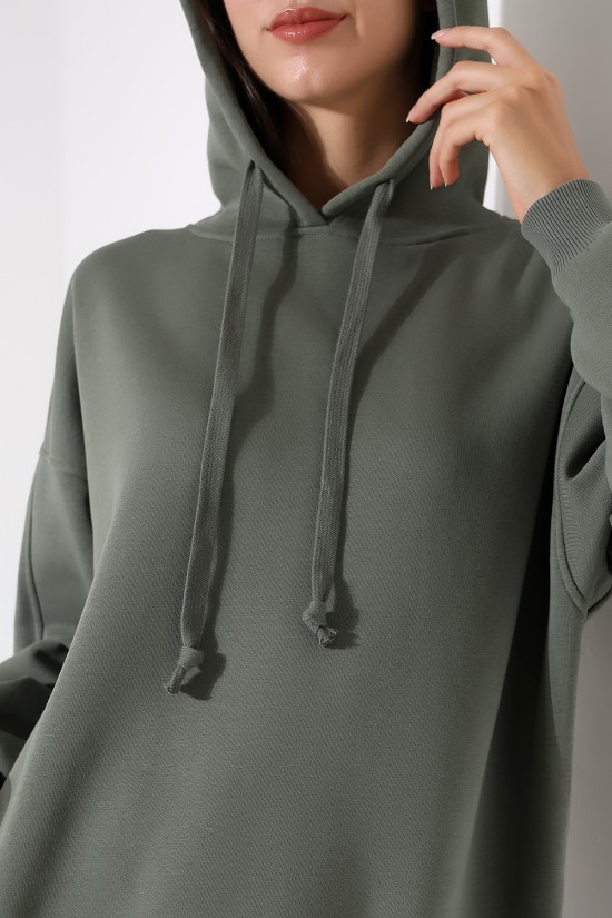 21966 KADIN 3 İP PENYE KOMPAKT ŞARDONLU SALAŞ OVERSİZE KAPŞONLU SWEATSHIRT 21966 KADIN 3 İP PENYE KOMPAKT ŞARDONLU SALAŞ OVERSİZE KAPŞONLU SWEATSHIRT