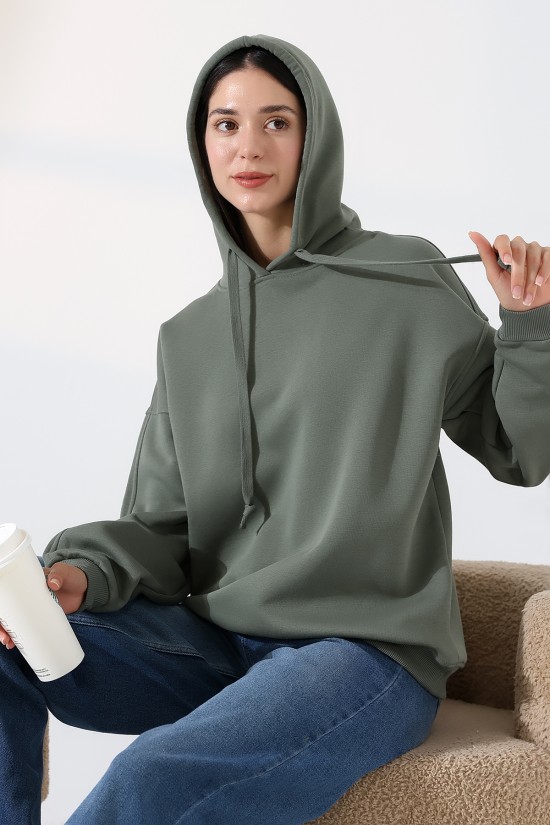 21966 KADIN 3 İP PENYE KOMPAKT ŞARDONLU SALAŞ OVERSİZE KAPŞONLU SWEATSHIRT 21966 KADIN 3 İP PENYE KOMPAKT ŞARDONLU SALAŞ OVERSİZE KAPŞONLU SWEATSHIRT