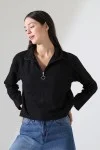 21986 KADIN SELANİK FERMUARLI GÖMLEK YAKA SWETSHIRT 21986 KADIN SELANİK FERMUARLI GÖMLEK YAKA SWETSHIRT