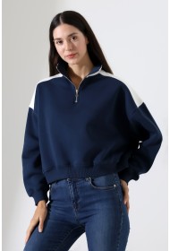 21963 KADIN 3 İP FERMUARLI KAMYONÖR GÖMLEK YAKA OMUZLARI VE YAKA GARNİLİ SALAŞ YANLARI KUPLU GENİŞ SWEATSHIRT 21963 KADIN 3 İP FERMUARLI KAMYONÖR GÖMLEK YAKA OMUZLARI VE YAKA GARNİLİ SALAŞ YANLARI KUPLU GENİŞ SWEATSHIRT