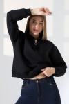 21971 KADIN 3 İP KAMYONCU FERMUARLI KAŞG YAKA SALAŞ GENİŞ SWEATSHIRT 21971 KADIN 3 İP KAMYONCU FERMUARLI KAŞG YAKA SALAŞ GENİŞ SWEATSHIRT