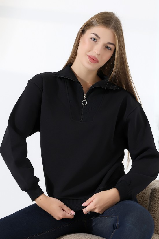 21971 KADIN 3 İP KAMYONCU FERMUARLI KAŞG YAKA SALAŞ GENİŞ SWEATSHIRT 21971 KADIN 3 İP KAMYONCU FERMUARLI KAŞG YAKA SALAŞ GENİŞ SWEATSHIRT