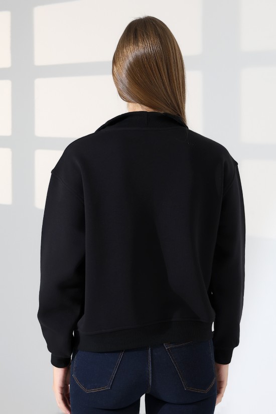 21971 KADIN 3 İP KAMYONCU FERMUARLI KAŞG YAKA SALAŞ GENİŞ SWEATSHIRT 21971 KADIN 3 İP KAMYONCU FERMUARLI KAŞG YAKA SALAŞ GENİŞ SWEATSHIRT