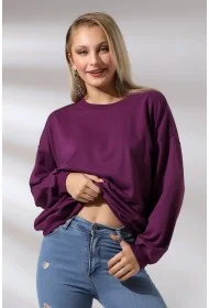 20814 KADIN OVERSİZE 2İP SALAŞ GENİŞ SWETSHIRT