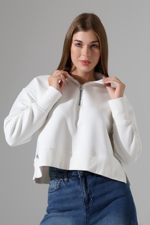 21967 KADIN 3 İP DİKYAKA KAMYON YARIM FERMUAR ETEK KAŞGORSESİ YIRTMAÇLI GENİŞ SWEATSHIRT 21967 KADIN 3 İP DİKYAKA KAMYON YARIM FERMUAR ETEK KAŞGORSESİ YIRTMAÇLI GENİŞ SWEATSHIRT