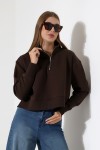 21967 KADIN 3 İP DİKYAKA KAMYON YARIM FERMUAR ETEK KAŞGORSESİ YIRTMAÇLI GENİŞ SWETSHIRT 21967 KADIN 3 İP DİKYAKA KAMYON YARIM FERMUAR ETEK KAŞGORSESİ YIRTMAÇLI GENİŞ SWETSHIRT