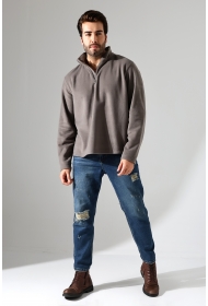 21855 ERKEK POLAR KUMAŞ KAMYONCU HAKİM YAKA SWEATSHIRT 