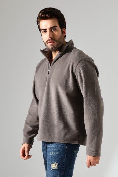 21855 ERKEK POLAR KUMAŞ KAMYONCU HAKİM YAKA SWEATSHIRT 