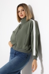 21954  KADIN 3 İP PENYE COMP. ŞARD.KOLLARI MİKROŞERİTLİ BOYDAN METAL FERMUARLI HAKİM YAKA FLOTA CEPLİ GENİŞ SALAŞ SWEATSHIRT