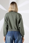 21954  KADIN 3 İP PENYE COMP. ŞARD.KOLLARI MİKROŞERİTLİ BOYDAN METAL FERMUARLI HAKİM YAKA FLOTA CEPLİ GENİŞ SALAŞ SWEATSHIRT