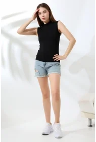 21757 KADIN KOLSUZ YARIM BALIKCI LYC VSK BLUZ 