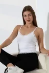 22052 KADIN ÖNÜ ARKASI VE ETEĞİ DANTELLİ FULL LYC RİB KOMPAKT BİYELİ ATLET 