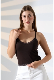 22052 KADIN ÖNÜ ARKASI VE ETEĞİ DANTELLİ FULL LYC RİB KOMPAKT BİYELİ ATLET 