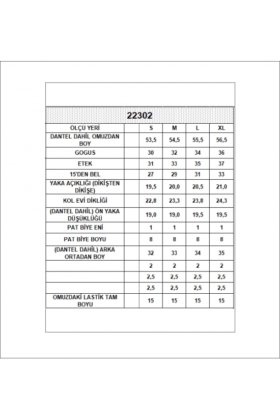 22302 KADIN PATLI 3 DÜĞMELİ ÖN-ARKA VE ASKISI DANTELLİ FULL LYC RİB KOMPAKT BİYELİ ATLET 