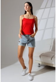 21563  KADIN LYC COMP. LASTİK İP ASKILI KISA CROP TULUM ATLET 